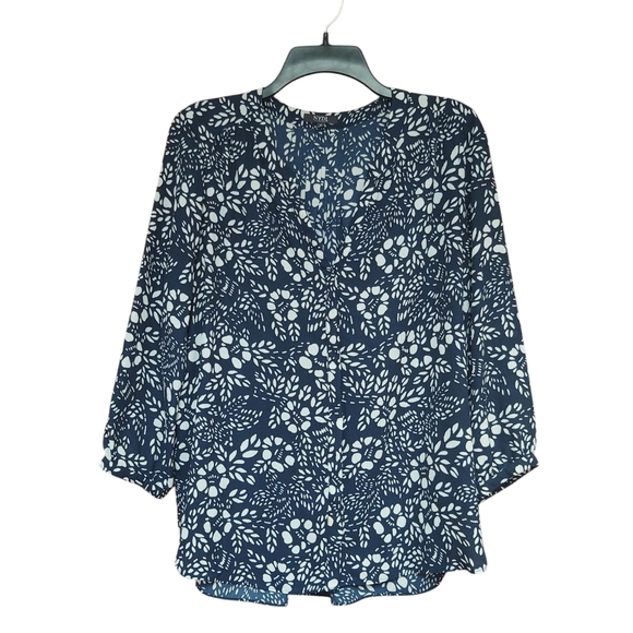 NYDJ Tops - NYDJ Navy Blue Floral Women's Blouse Size M
